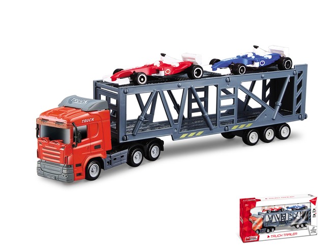 54056 - 1:64 TRUCK TRAILER WITH 2 RANCING CARS